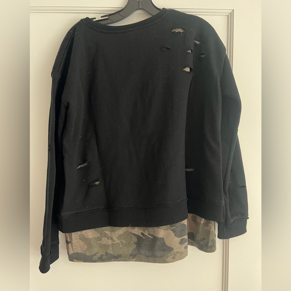 Generation Love Black/Camo Distressed Sweatshirt-MD